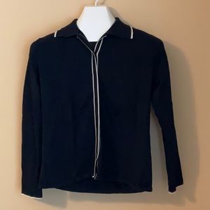 Norton McNaughton Size M Snap Up The Front Black and Cream Sweater